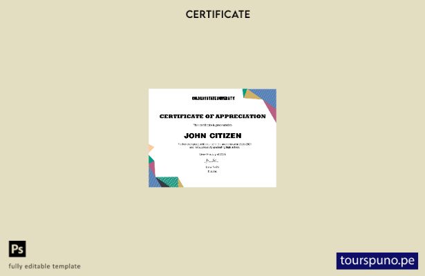 Plantilla de certificado de agradecimiento a la graduación de EE. UU. lista para
